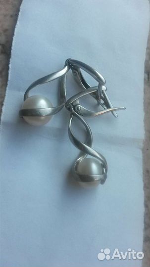Серьги из серебра с жемчугом