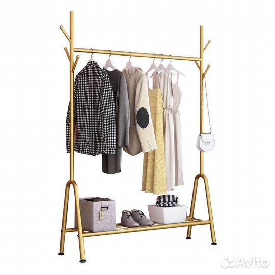Вешалка напольная золотая