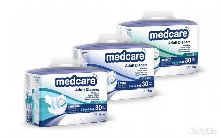 Подгузники трусы для взрослых, 30 шт, М, L, XL