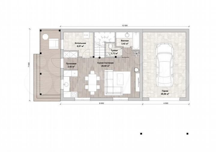 Дом 100 м² на участке 6 сот.