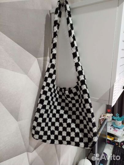 Cумка вязанная клетчатая