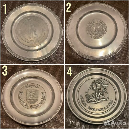 Тарелка оловянная германия герб олово