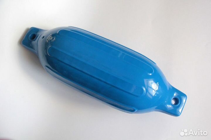 Кранец синий надувной с двусторон проушиной406x115