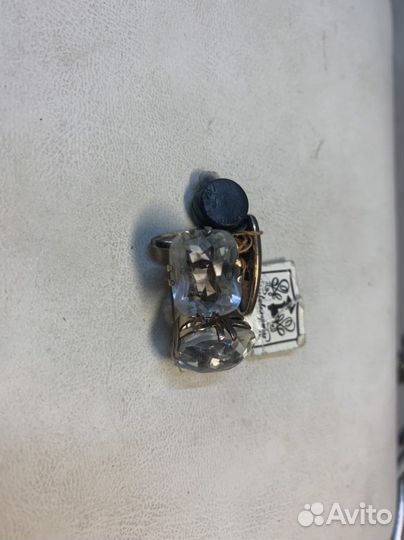 Серебряные запонки СССР с горным хрусталём