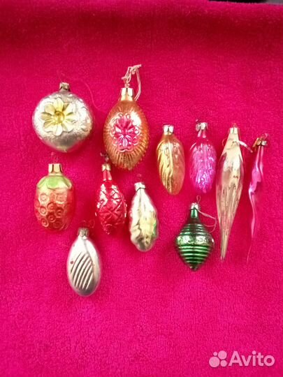 Ёлочные игрушки СССР времен шарики и шишки