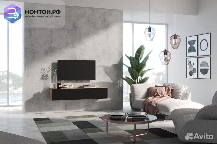 Тв-тумба somero дуб вотан / черный