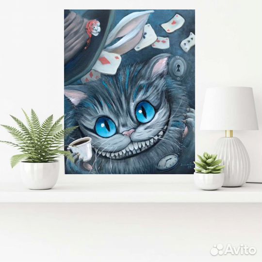 Чеширский кот. Картина маслом на натянутом холсте