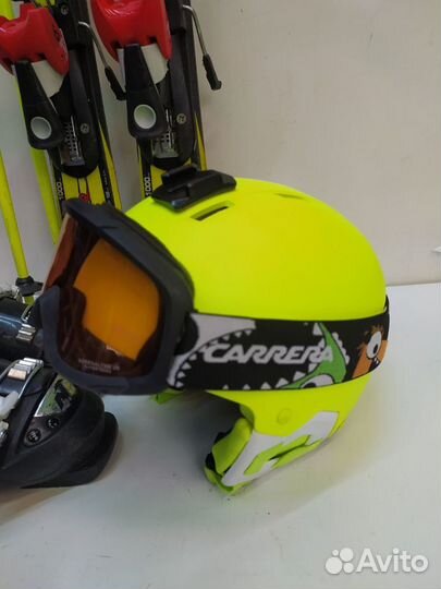 Горные лыжи 100 см + бот + шлем + очки + палки