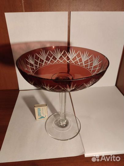 Ваза фруктовница. Богемское стекло