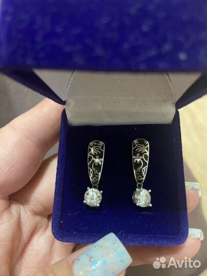 Серьги серебро/эмаль sokolov