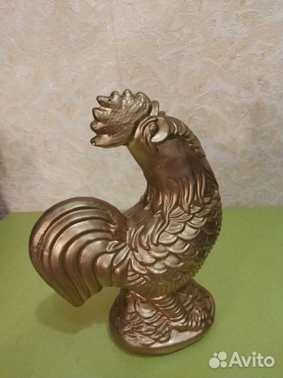 Петух золотой гипсовый-копилка