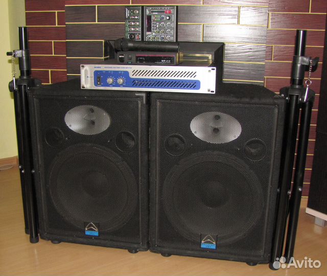 Колонки WDL 1200W Усилок Микшер Микрофон Треноги
