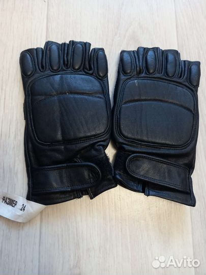 Тактические кожаные обрезные перчатки