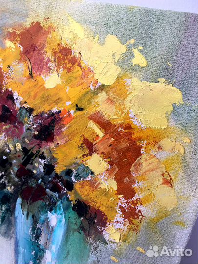 Цветы желтые картина маслом