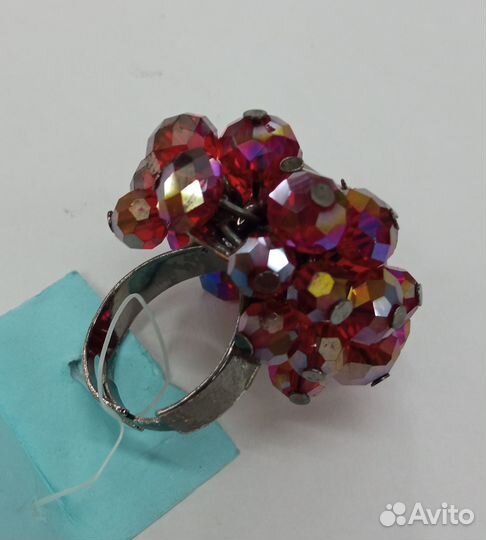 Бижутерное кольцо гранат кристаллы
