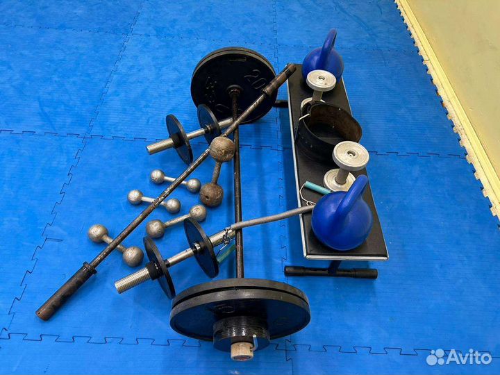 Штанги, гири, лежак, блины, резинки