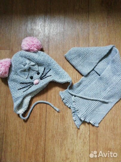 Шапки и варежки на девочку 1-2 года