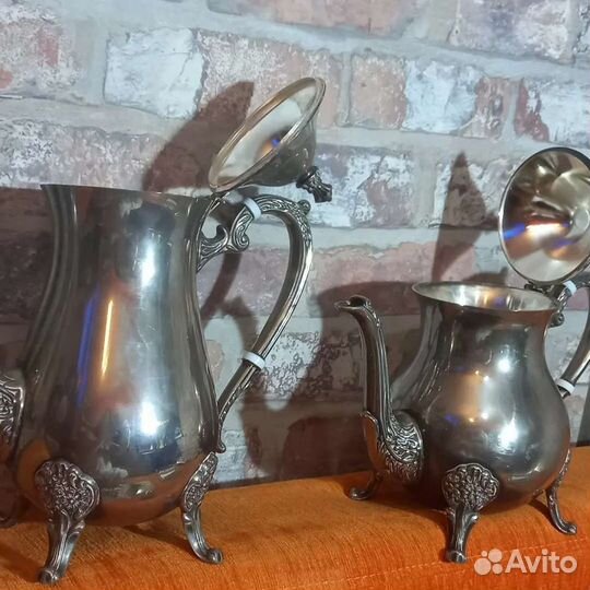 Сервиз кофейный чайный серебрение мельхиор Англия