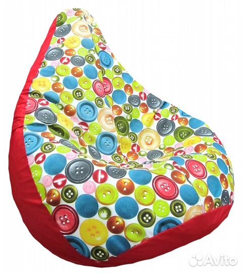 Кресло груша совмещенный вариант Баттонс/красный