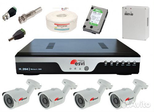 Видеонаблюдение (комплект 4 AHD видеокамеры 2Mpix)