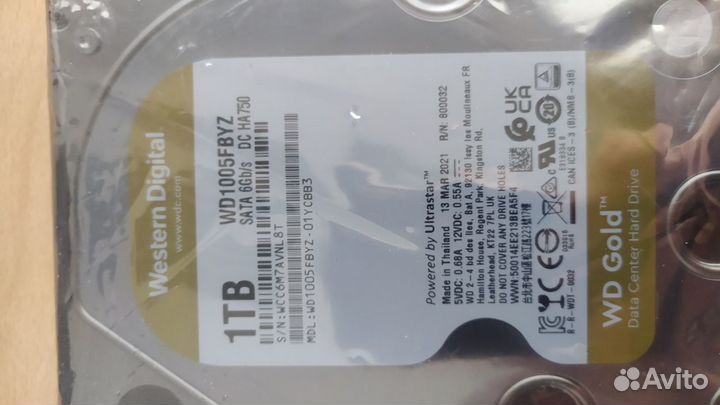 Жесткий диск 1 тб western digital gold новый