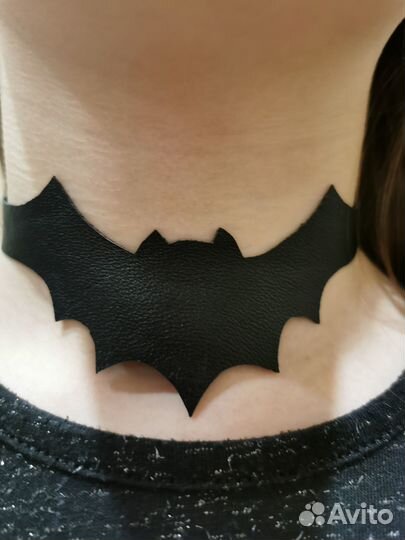 Чокер кожаный(натуральная кожа) Летучая мышь