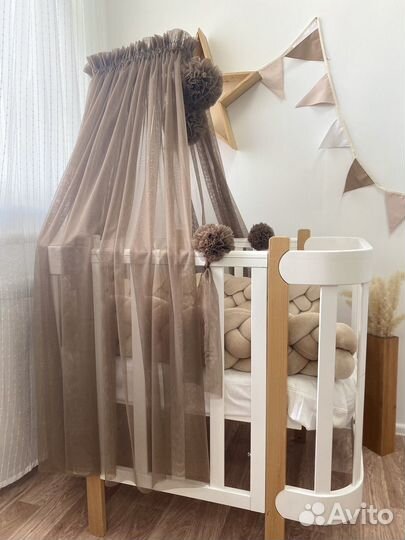 Балдахины серые, светло-розовые и шоколадные