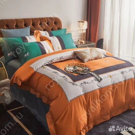 Постельное белье hermes Евро Брендовый рисунок