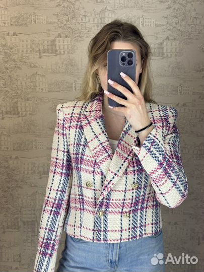 Твидовый пиджак zara s