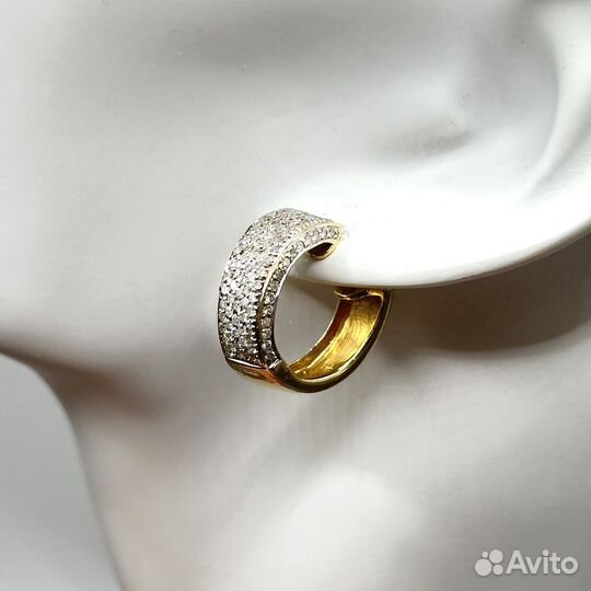 Золотые серьги конго с бриллиантами 1,65 ct 750