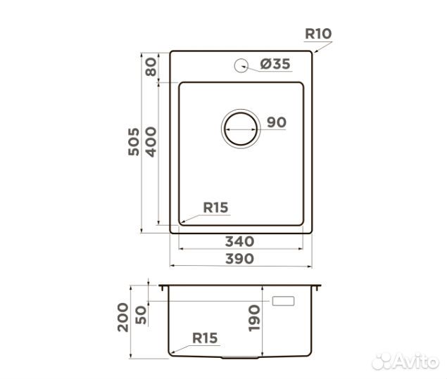 Мойка Amadare 39 in арт. 4997028