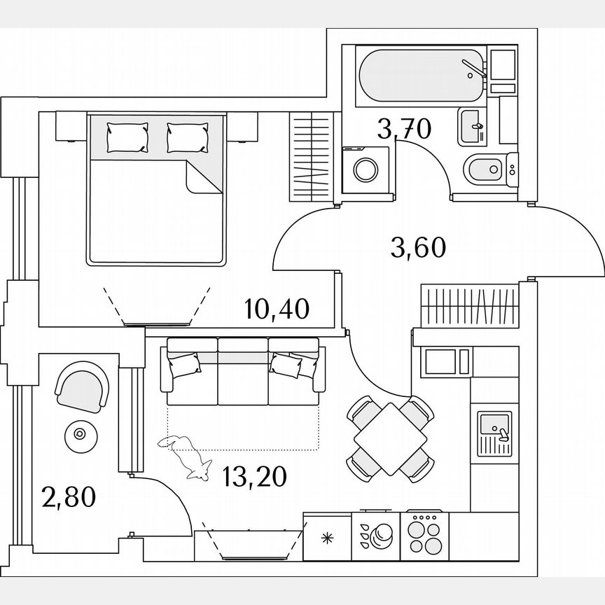 1-к. квартира, 54,1 м², 13/13 эт.