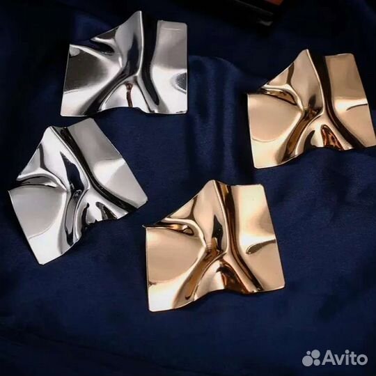 Золотые/серебряные серьги крупные для фотосессии