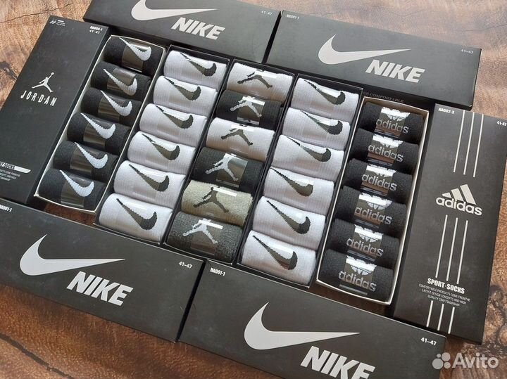 Носки Nike Adidas Jordan белые