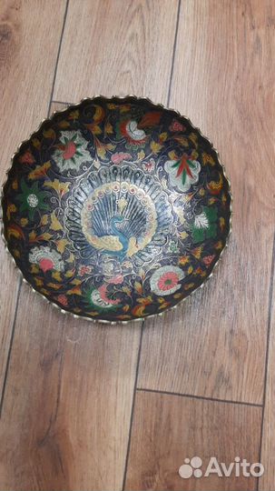 Красивая большая фруктовница.Латунь.Индия.Винтаж