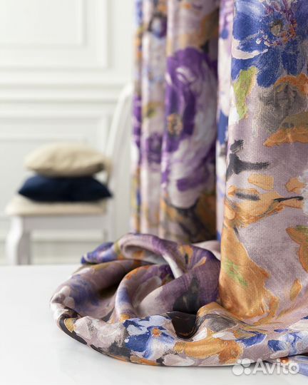 Шторы рогожка Медина сирень новые пошив