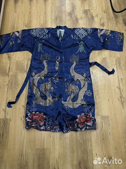 Халат китайский шелковый расписной