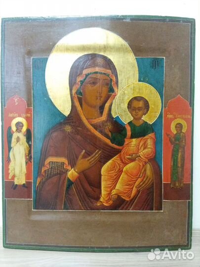 Икона Б. М. Смоленская 19 век оклад венец золото