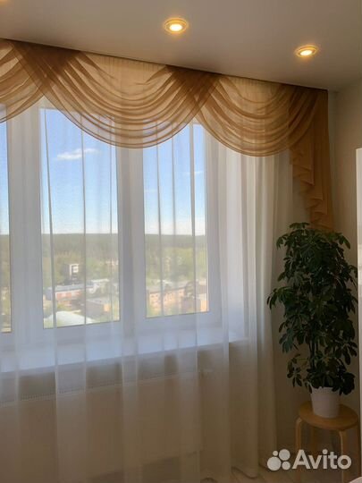 Комплект шторы и тюль с ламбрекеном