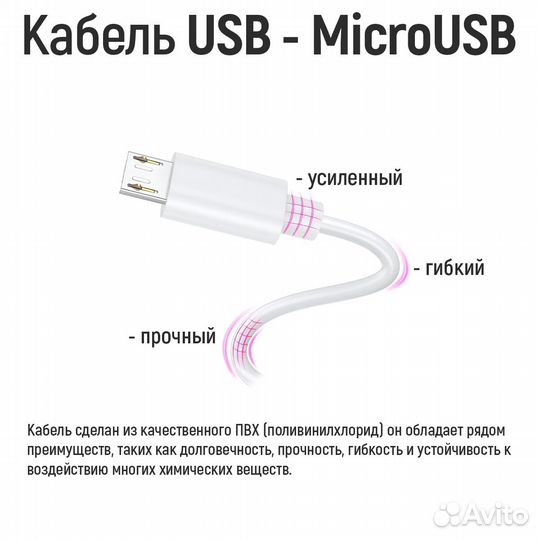 Кабель для зарядки USB - microusb 10м, 5м, черный