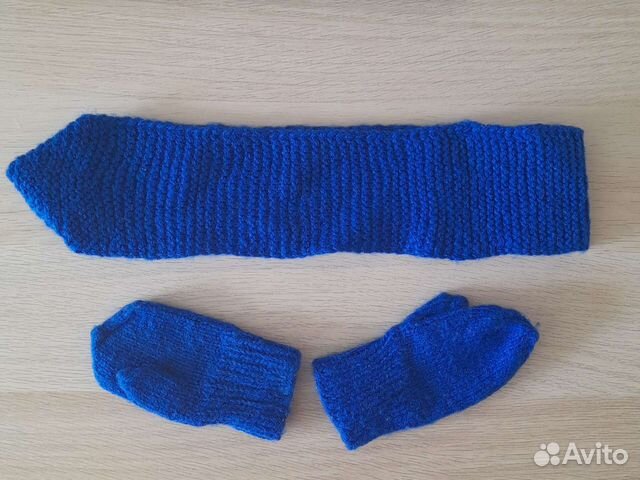 Новые детские вязаные шарф +варежки+носочки