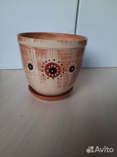 Кашпо керамическое для цветов с поддоном 1.8л