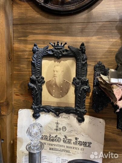 Старинная рамка для фото, чугун, кус.з