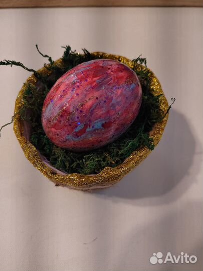 Яйцо пасхальное в корзине сувенир