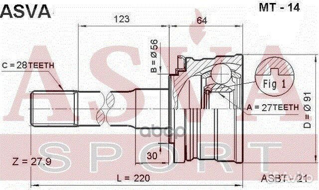 ШРУС наружный 27x56x28 MT-14 asva