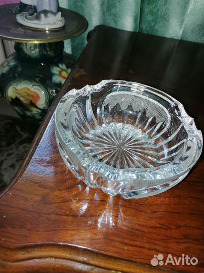 Пепельница СССР хрусталь и металл