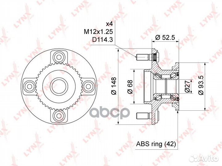 Ступица колеса зад прав/лев WH1459 lynxauto