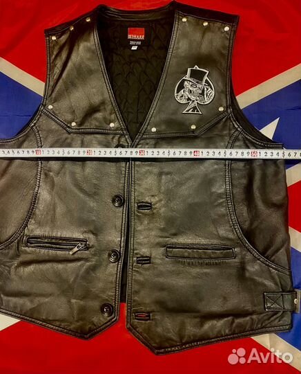 Байкерский кожаный жилет