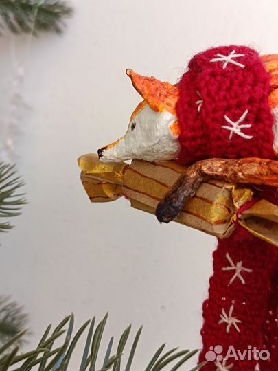 Ватные елочные игрушки, лиса
