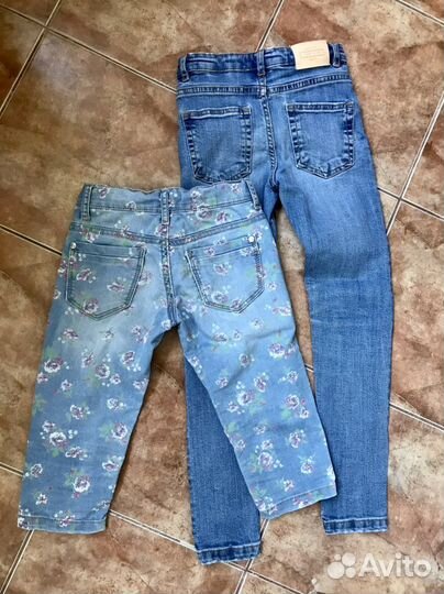 Джинсы для девочки mango, benetton, 6-8 лет